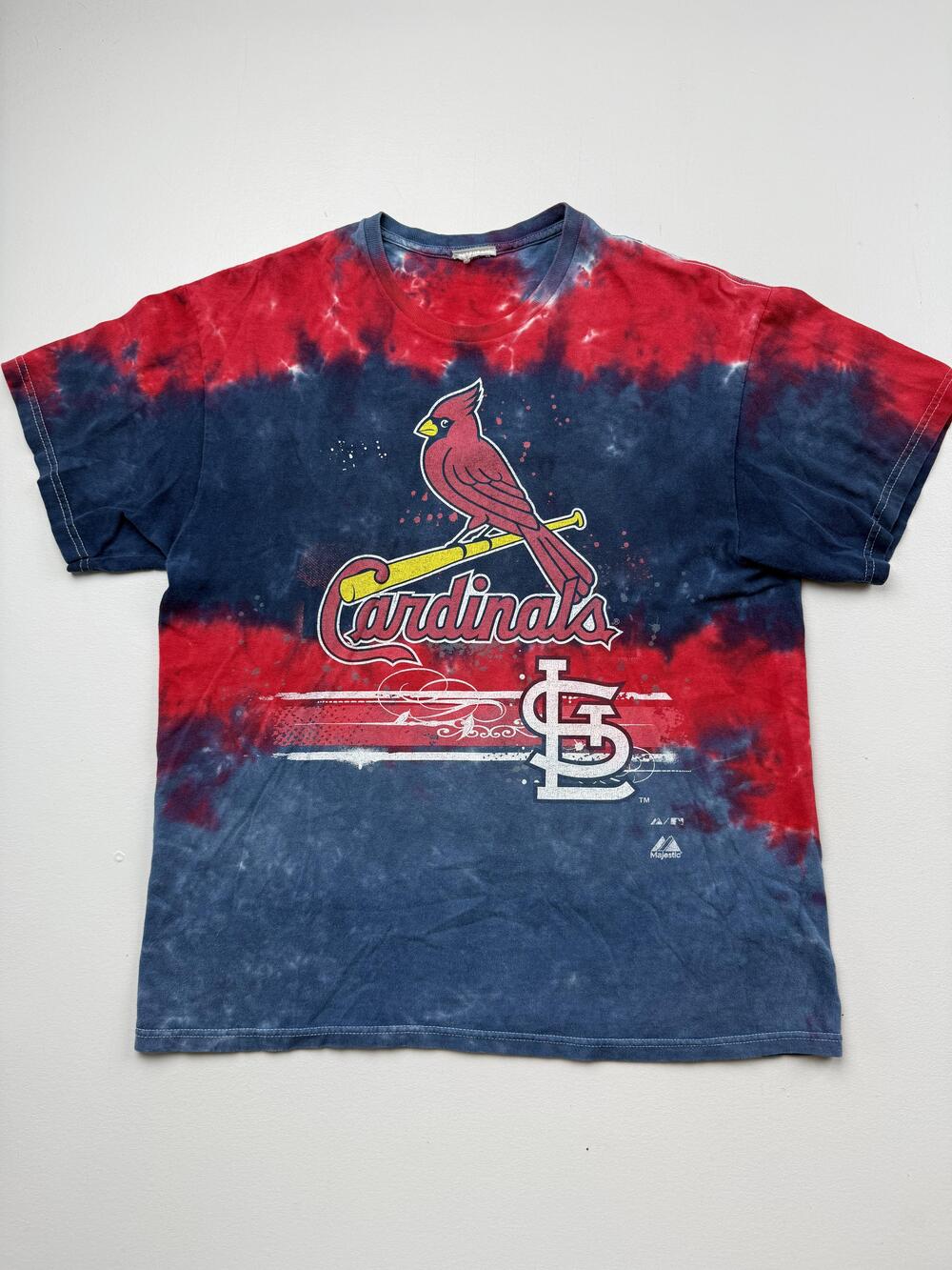 St. Louis Cardinals Shirt Mens Multi MLB Baseball Majestic Tie Dye Tee Read